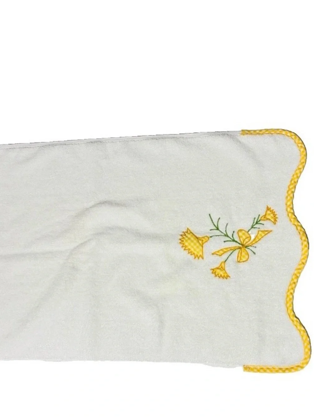 Vintage Field crest/ Martex 4 Piece Yellow Floral Gingham Embroidery Towel Set